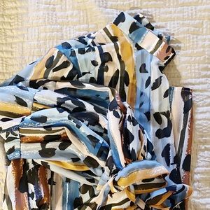 Anthropologie Leopard Tie Sleeve Blouse